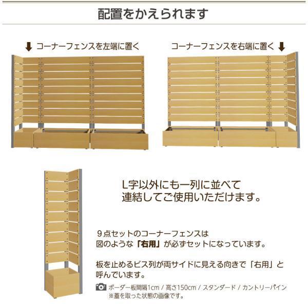 目隠しフェンス (プランター付きコーナーフェンス9点セット高さ150cm板