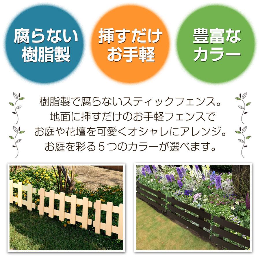 樹脂製 スティックフェンス ボーダー 幅60cm高さ40cm (6枚セット) 花壇 フェンス 刺すだけ 挿すだけ 柵 仕切り ミニフェンス_1