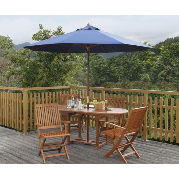 爆買 パラソル 日よけ 遮光 紫外線 UV 影 210cm 庭 ガーデン タカショー / ウッドパラソル 2.1m ネイビーブルー /小型 | タカショー | 03