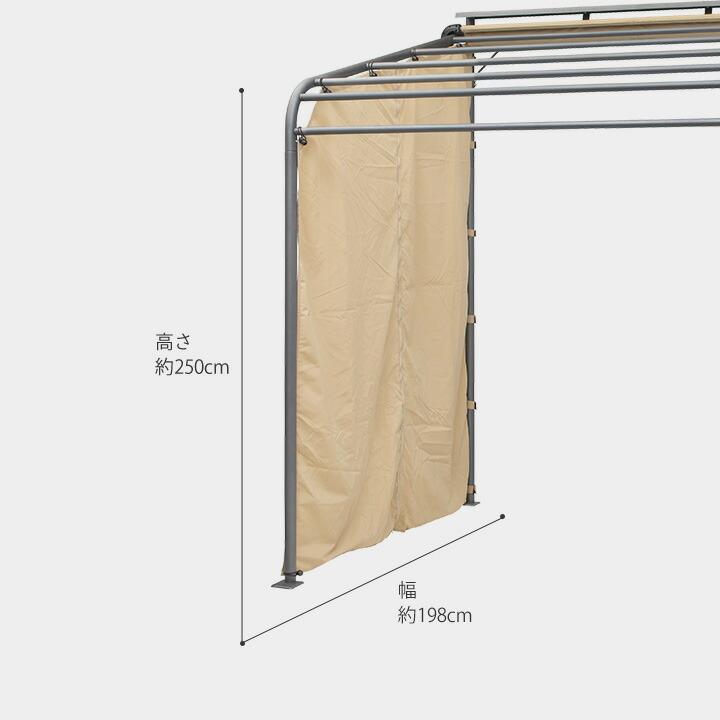 タカショー 日よけ サンシェード 雨よけ 撥水 紫外線 UV カット 目隠し / クールサマーオーニング ポーチ用サイドシェード ウォーターガードベージュ 2000 /中型_5