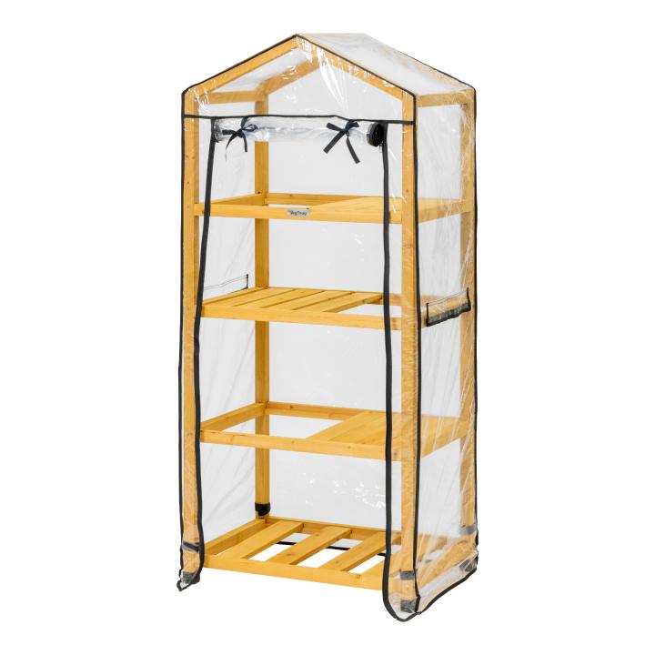 木製ビニール温室、ウッドシェルフ、防霜、オシャレ、園芸 寒さ対策