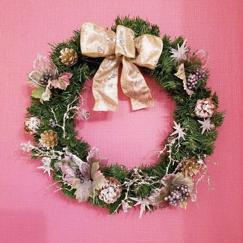 超安い オーナメント クリスマス 飾り デコレーション 装飾 おしゃれ パーティー イベント クリスマスリース グリーンリース ベージュリボン F45cm A Riosmauricio Com