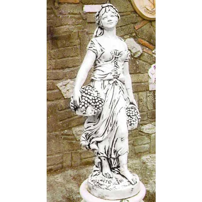 イタリア製 女性像 花かごを持つ乙女(大) 石像 ガーデン オーナメント