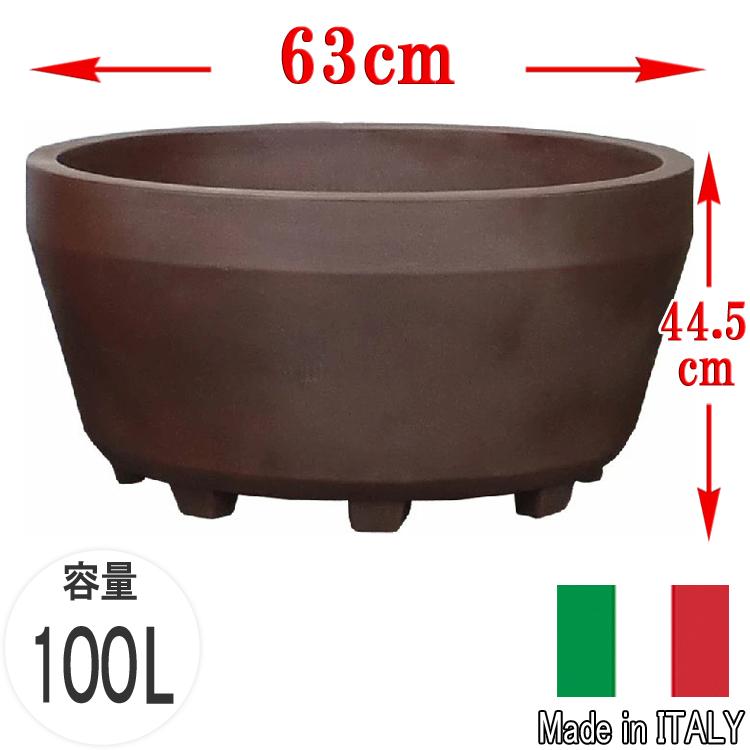 デザイン 大型 コンテナ 100L φ63cm 21号 プランター 植木鉢 大きい 生産者 農園 業務用 プロ ブラウン 茶 耐久性 丈夫 特大 巨大 大鉢 樹木 フラワーポット_4