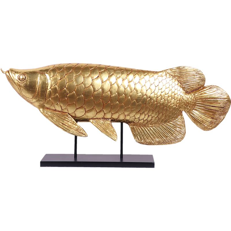 木彫☆熱帯の魚アロワナ☆ゴールド アロワナ ゴールド リアル 海洋生物 金色 熱帯魚 FRP アニマル