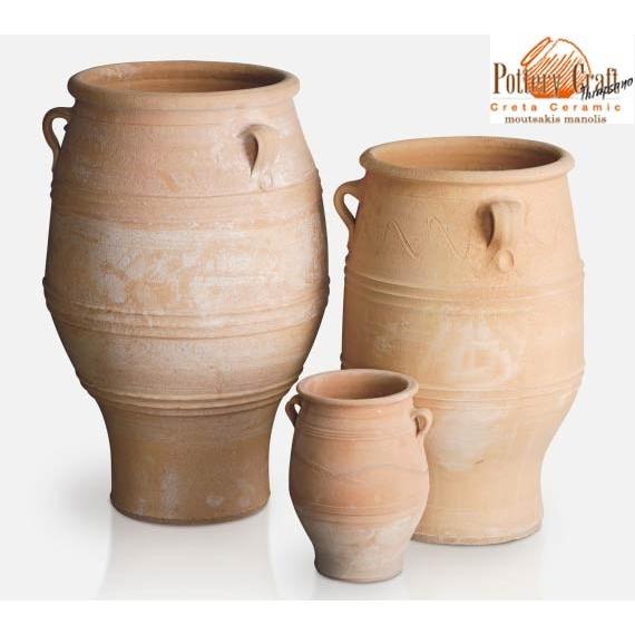 ギリシャ製テラコッタプランター ピサーリE （直径35cm 高さ50cm） クレタ島シリーズ Crete in Greece Pithari GR-CC-1E 素焼き 植木鉢