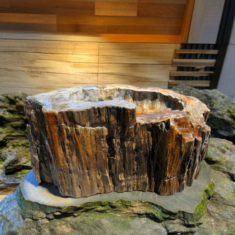 つくばい 手水鉢 水鉢 大きい 木化石 珪化木 巨大 特大 大型 豪華 庭石