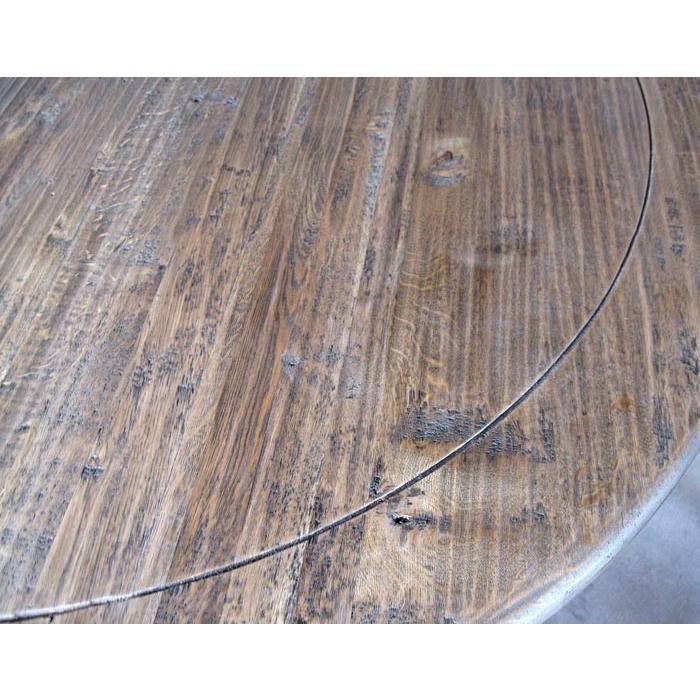 天然木 ダイニングテーブル 直径約129cm 脚:アイアン製 天然木 ダイニングテーブル 直径約129cm 脚:アイアン製