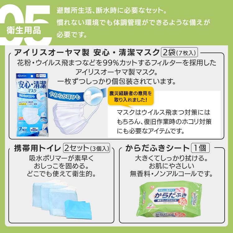 防災セット 2人用 防災グッズ 防災用品 防災リュック 災害セット 避難 非常用 地震 災害用品 アイリスオーヤマ｜gardenliving-y｜17