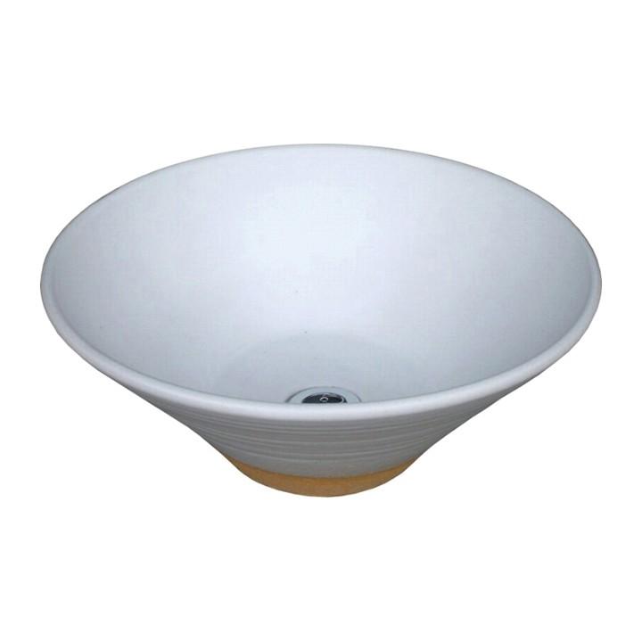 手洗い鉢 陶器の水鉢 白釉 （メーカー取り寄せ品）