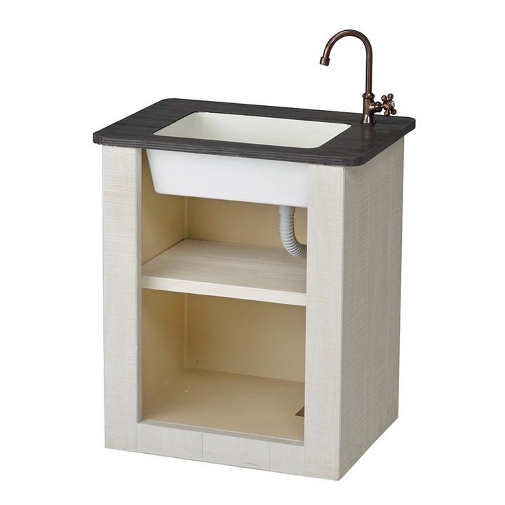 ガーデンシンク ショートタイプ モ・エット ホワイト×ウッド ホース接続仕様 蛇口別売-ニッコーエクステリア-（メーカー直送・代金引換不可）