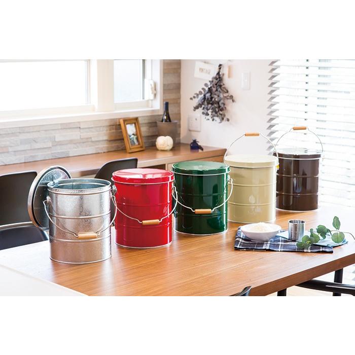 OBAKETSU オバケツ 米びつ缶 ライスストッカー 5kgサイズ グリーン 緑