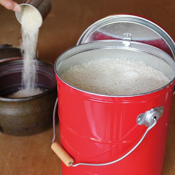 OBAKETSU オバケツ 米びつ缶 ライスストッカー 5kgサイズ レッド 赤