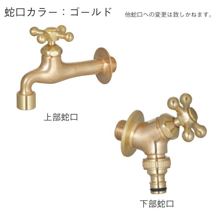ユニット立水栓「木目調」スプレスタンド70角(ウッドベージュ)＋蛇口(ゴールド)2個セット -UNISON ユニソン-（メーカー直送・代金引換不可）_1