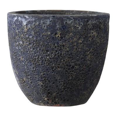 鋳鉄】ラウンドφ33cm (ボルカーノ)釉薬付陶器製人気植木鉢