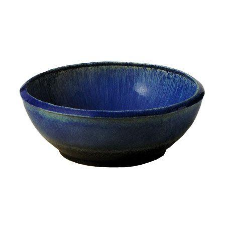 信楽焼 スイレン鉢 青玻璃浅型水鉢 58珊 (SG-9056-07) 花、ガーデニング-水鉢、睡蓮鉢