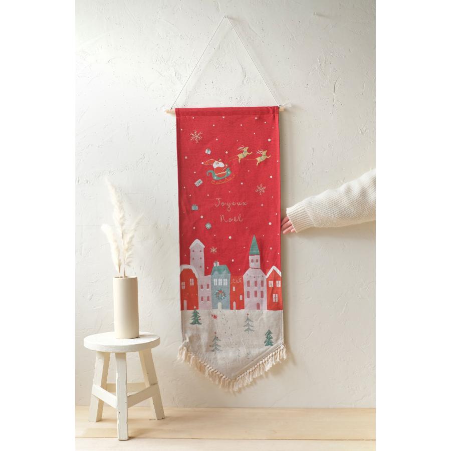 在庫限り】5％OFF ゴブランタペストリー L 赤 クリスマス サンタ 