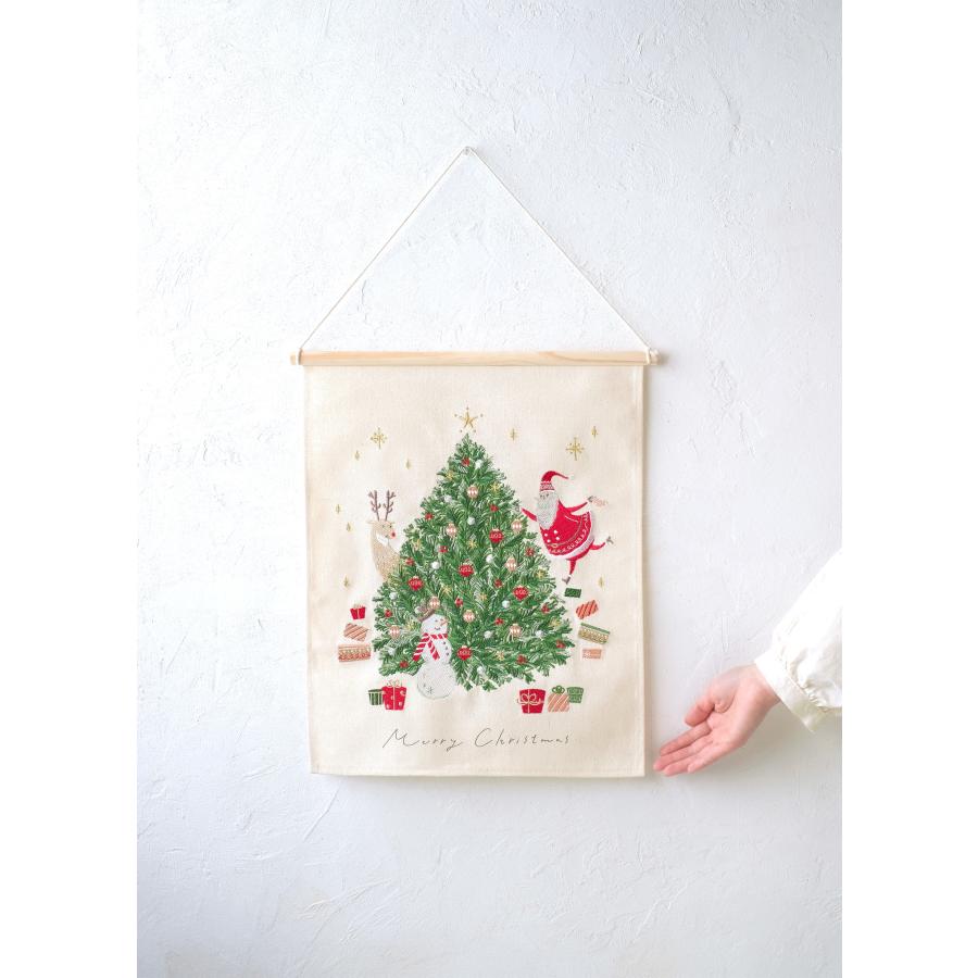 2025年冬新商品】刺繍タペストリー ワイド M クリスマスツリー サンタ