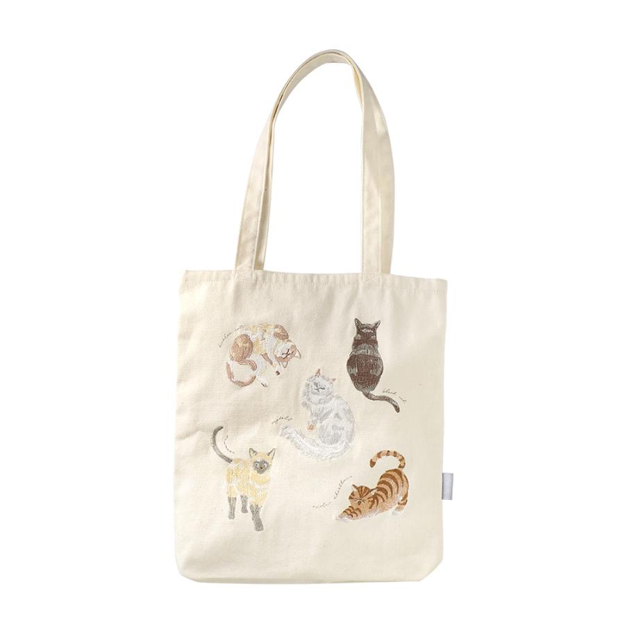 トートバッグ　猫柄 2025年新商品】刺繍トートバッグ ねこずかん 大 A4 猫 母の日 おしゃれ