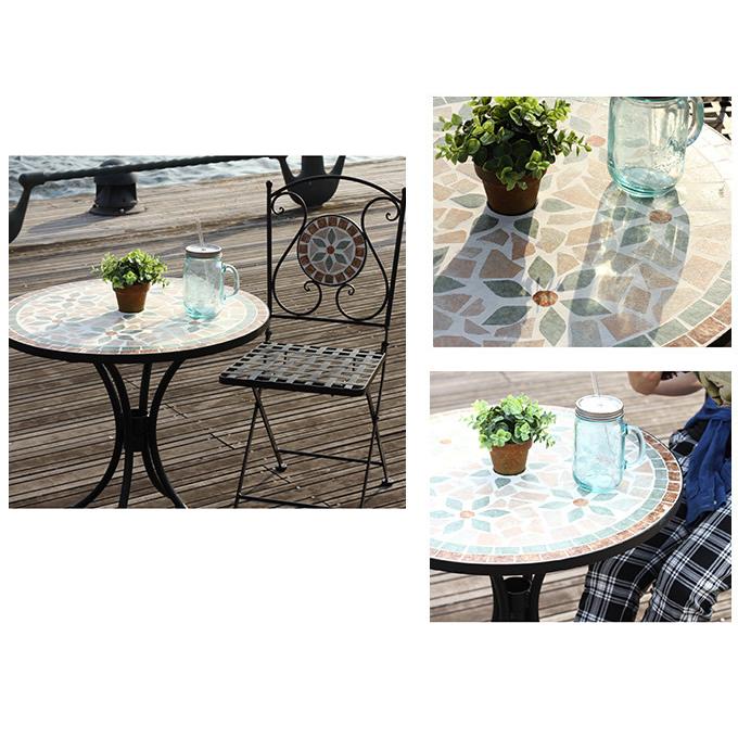 ガーデンテーブル白 花・ぶとう模様 ガーデンテーブル白 花・ぶ