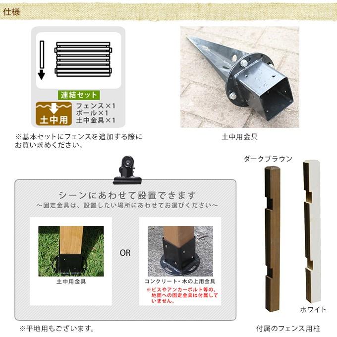 繋げる木製フェンス ボーダー型 連結セット 土中用 ウッドフェンス 仕切り 柵 目隠 フェンス 外構 おしゃれ_3