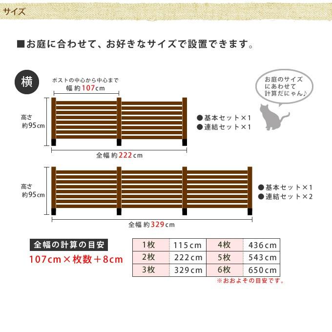 繋げる木製フェンス ボーダー型 連結セット 土中用 ウッドフェンス 仕切り 柵 目隠 フェンス 外構 おしゃれ_4