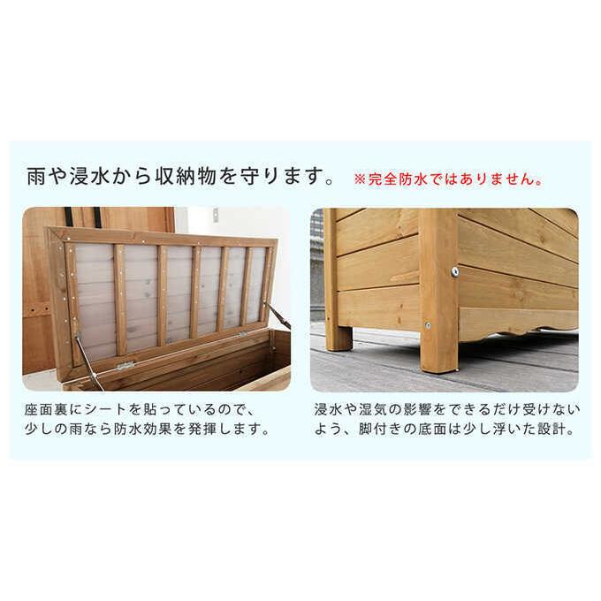 収納ボックス 木製 収納 ベンチ ボックスベンチ 屋外 天然木 L 幅106cm