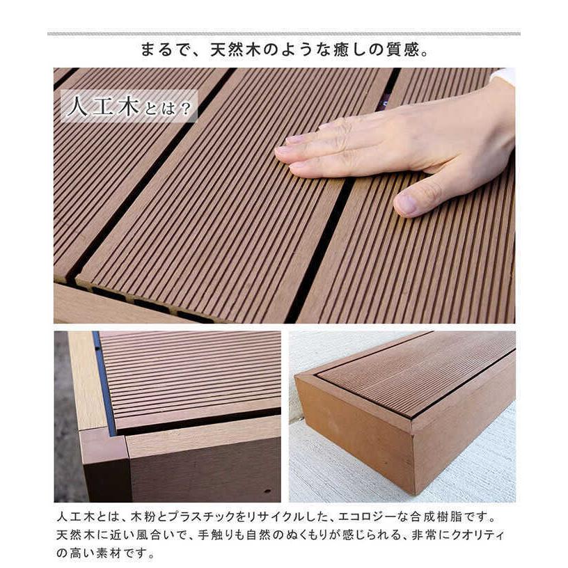 人工木ウッドデッキＢセット ウッドデッキ 縁台 ステップ台 フェンス（363） ウッドデッキ 人工木 ステップ・フェンスセット おしゃれ