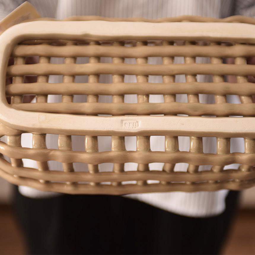 ferm LIVING ファームリビング セラミック バスケット オーバル 幅30cm