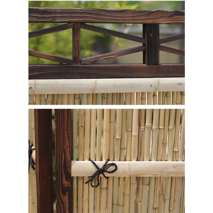 本格和風 仕切り竹垣 衝立竹フェンス L字型 W88cm+W45cm(左折 本格和風 仕切り竹垣 衝立竹フェンス L字型 W88cm+W45cm(左折