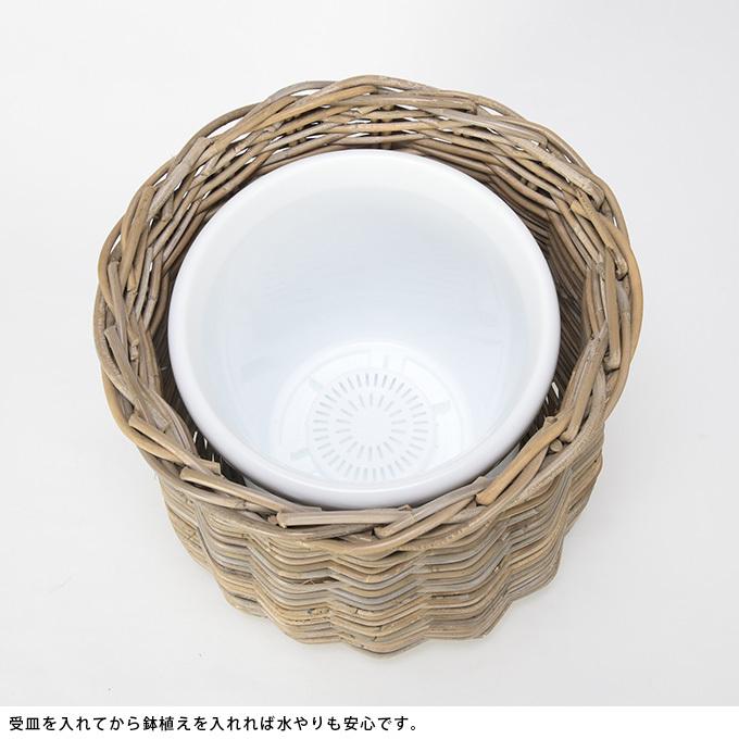 ラタン製プランターカバー 直径42cm