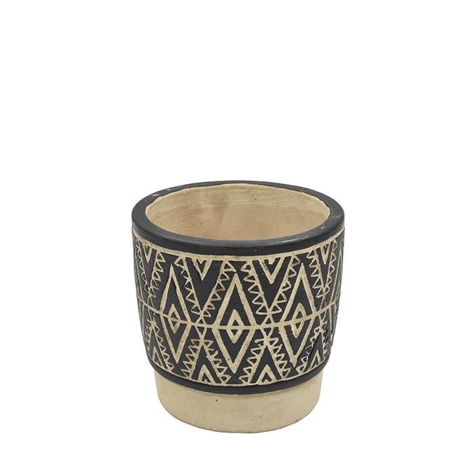フラワーポット 室内 植木鉢 屋外 ベランダ アンティーク セメント 花器 民族模様a 手作り プランターポット S ブラック 直径11cm Pg ガーデン用品屋さん 通販 Yahoo ショッピング