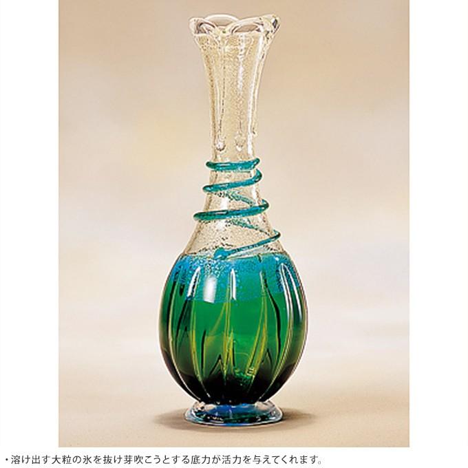 ADERIA アデリア 津軽びいどろ 花瓶 ガラス 国産 春の芽吹き 新緑生命
