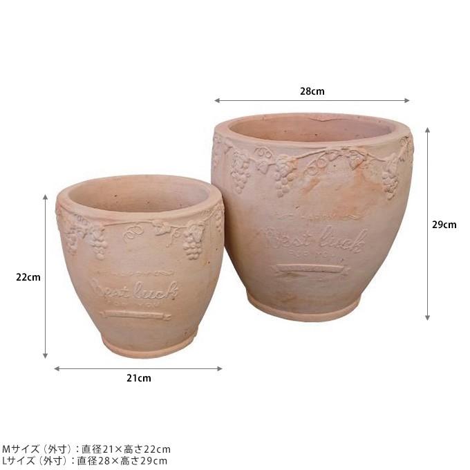 植木鉢 丸型 プランター アジアン 自然 天然 テラコッタ 素焼き 鉢 ナチュラル 丸深ぶどう柄 M Lセット Pg ガーデン用品屋さん 通販 Yahoo ショッピング
