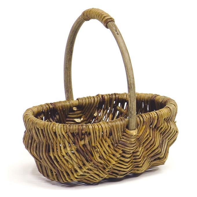 鉢カバー カゴ フラワーバスケット おしゃれ 籠 プランターカバー 寄せ アジアン手作りバスケット ブラックウィロー 小判