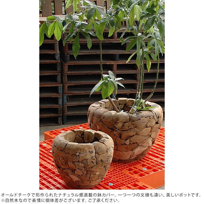 ウッド プランター 大きい 天然 自然 ナチュラル まるで石垣 天然チーク材の大型鉢カバー 乱積 直径64cm Pg ガーデン用品屋さん 通販 Yahoo ショッピング