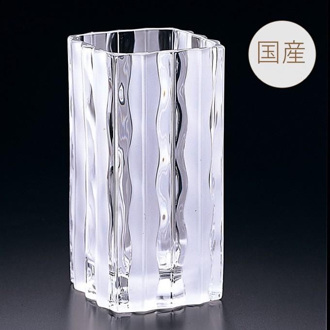ガラス 花瓶 おしゃれ クリア グラスベース 日本製 花器 透明 きれい 国産 ガラス花瓶 角型 ルアール クリアホワイト 9.2×9.2×17.2cm