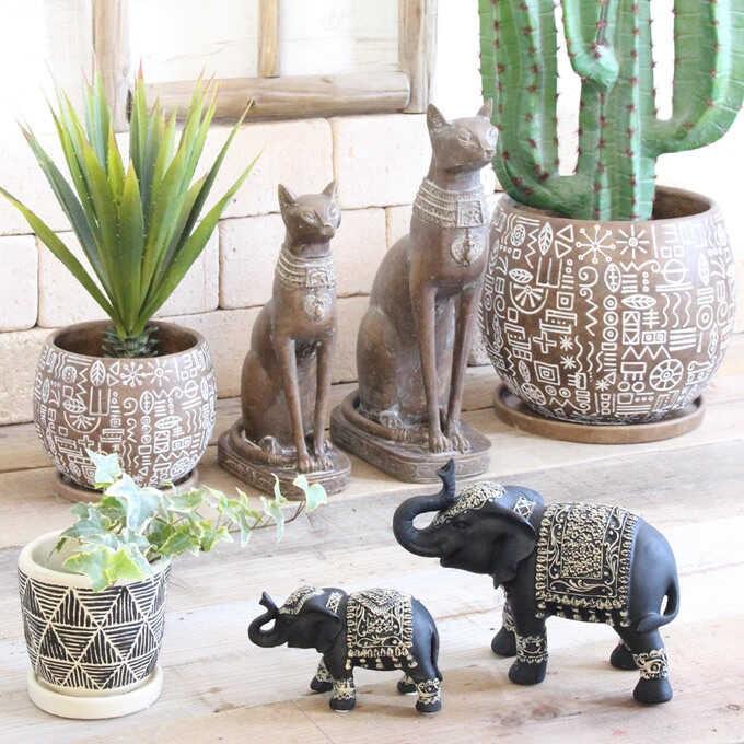 エジプト コンクリート 鉢 象形文字 S プランター おしゃれ アンティーク 植木鉢 受け皿付き 底穴あり 小さい Pg 796 ガーデン用品屋さん 通販 Yahoo ショッピング