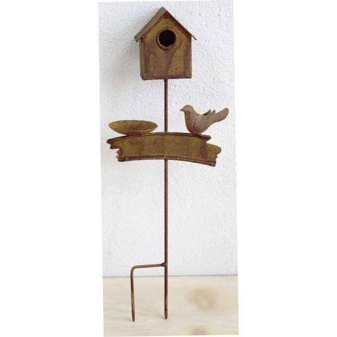 ガーデニング雑貨 アンティーク オブジェ ミニ ガーデン バードハウス 高さ27cm 花壇 ピック 飾り 小さい かわいい