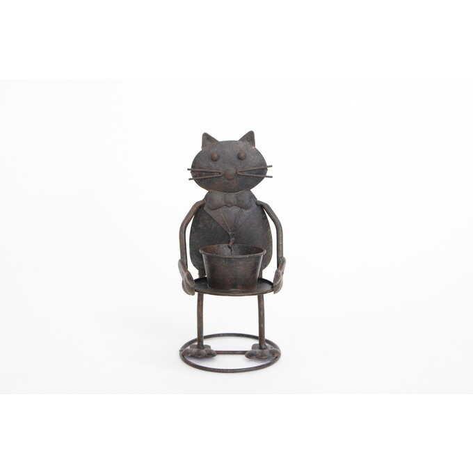 ガーデン 雑貨 猫 かわいい キャット オブジェ 置物 ガーデニング雑貨 アンティーク ブリキ ネコ 紳士 ご挨拶 帽子前置き Pg 979 ガーデン用品屋さん 通販 Yahoo ショッピング