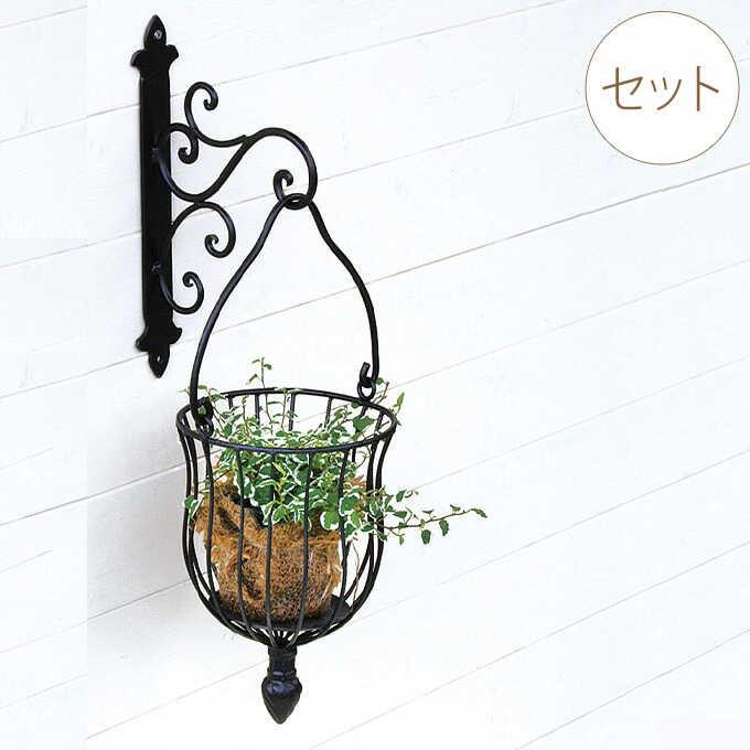 ハンギング ガーデン インティア アート おしゃれ アンティーク 壁掛け デコレーション ハンガーフック 壁付け アイアン バスケット付き End