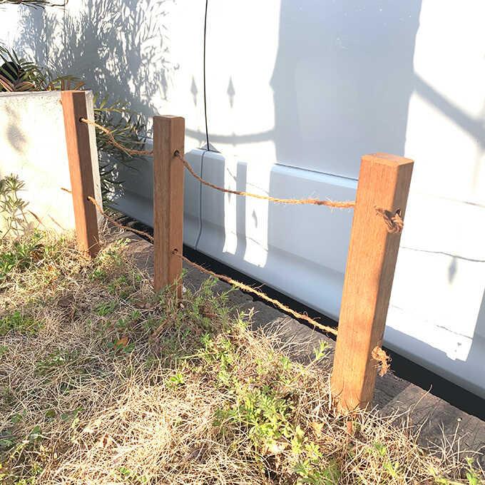 ロープ柵 杭 天然木 ウリン材 ロープフェンス 10本セット 60cm 仕切り 