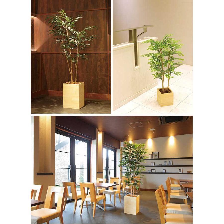 フェイクグリーン 鉢植え 大型 ウッドボックス スキタンブサス 85cm