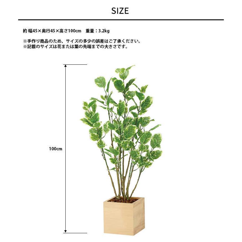 フェイクグリーン 鉢植え 大型 ウッドボックス ポリシャス 1m 人工
