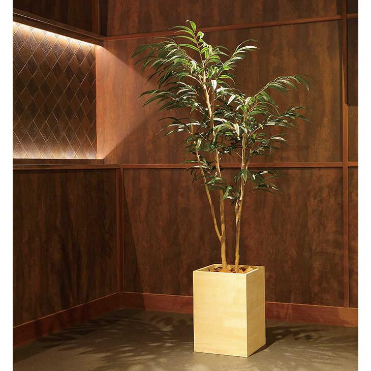 フェイクグリーン 人工樹木 ウッドボックス SL 幅90cm 人工 観葉植物