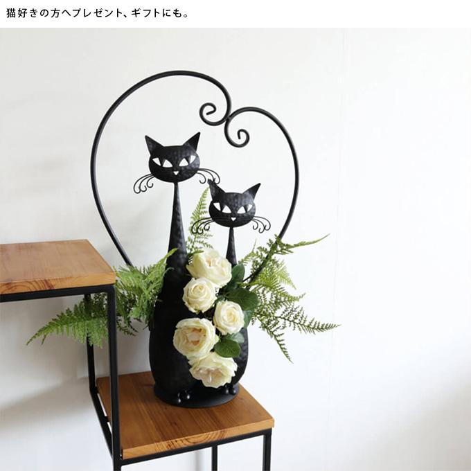 アイアン 花台 フラワーポット 鉢カバー 猫 ネコ キャット プランター