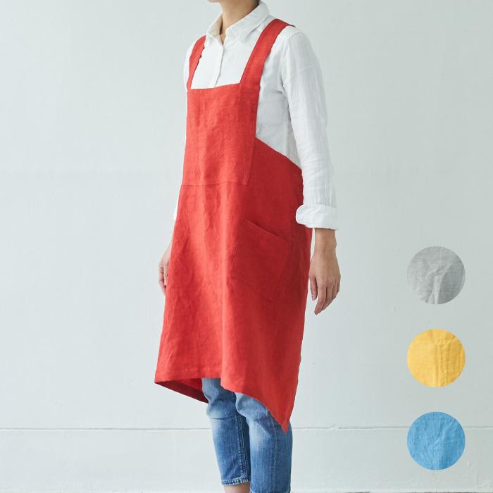 バッククロスエプロン*リネン*麻100%*