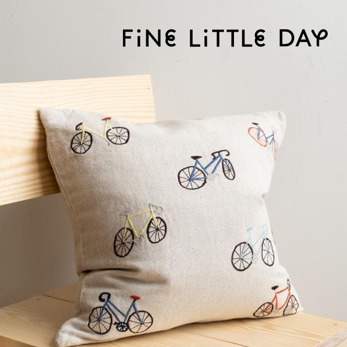 Fine Little Day ファインリトルデイ クッションカバー BICYCLES 48×48cm バイシクル 刺繍 メール便 送料無料 北欧  スウェーデン 麻 リネン おしゃれ かわいい :bicycles-cc:GARDINER - 通販 - Yahoo!ショッピング