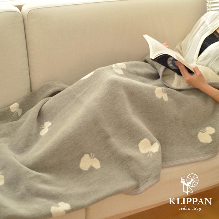 KLIPPAN クリッパン コットン ハーフブランケット CHOUCHO グレー W90×L140cm mina perhonen ミナペルホネン シュニールコットン オーガニック北欧 おしゃれ