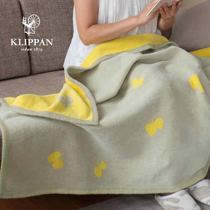 KLIPPAN クリッパン コットン ハーフブランケット CHOUCHO オリーブイエロー W90×L140cm mina perhonen ミナペルホネン オーガニック 北欧 おしゃれ